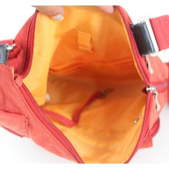 baggallini RED NYLON CANVAS URBAN MESSENGER X-BODY ORGANIZER SHOULDER BAG PURSE - Picture 11 of 16